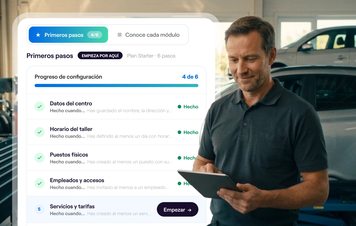 La puesta en marcha, guiada