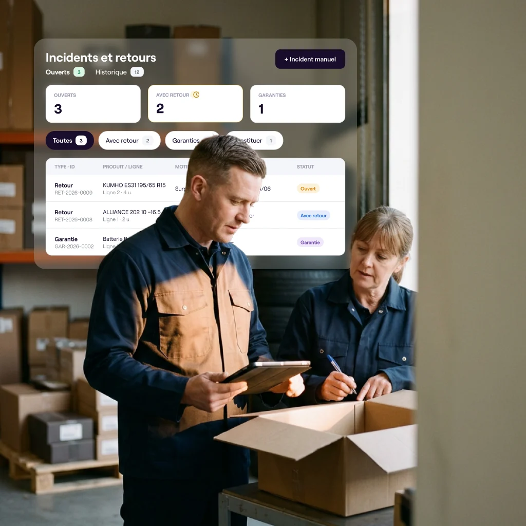 The orders module in Cafler OS with the full flow: processing, goods-in, issues and dispatch.